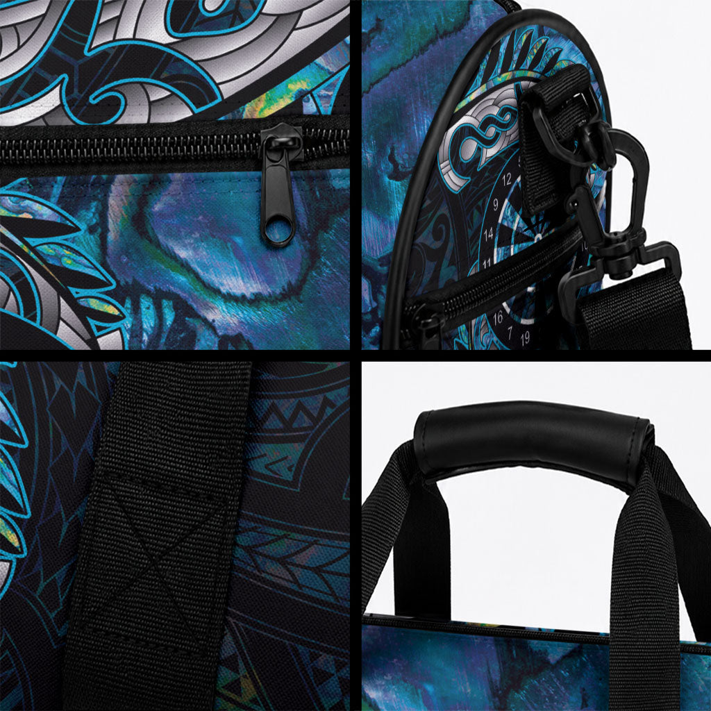 New Zealand Darts Personalised Duffle Bag Aotearoa Silver Fern Blue Papua Shell Spirit