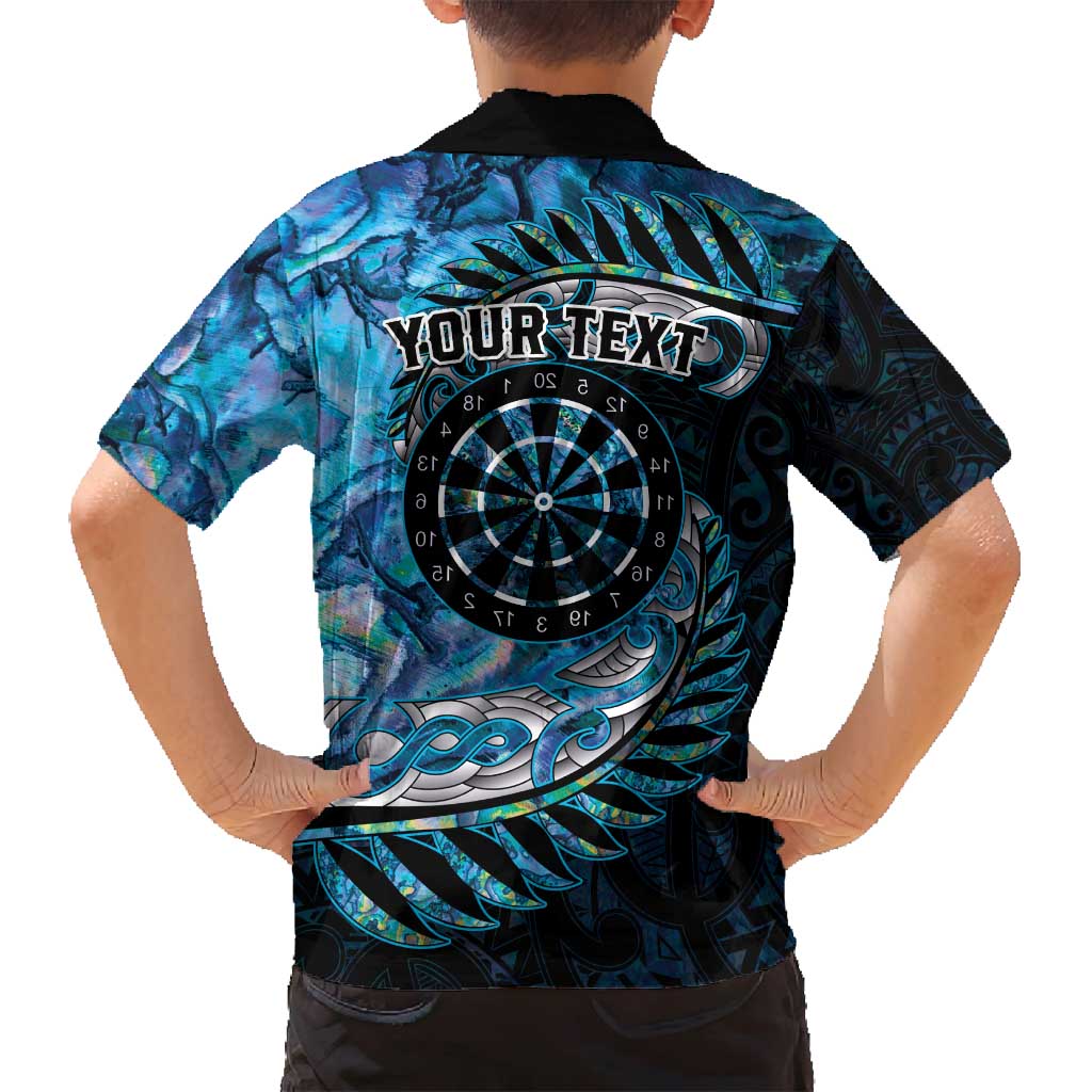 New Zealand Darts Personalised Family Matching Puletasi and Hawaiian Shirt Aotearoa Silver Fern Blue Papua Shell Spirit