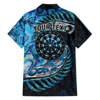 New Zealand Darts Personalised Family Matching Puletasi and Hawaiian Shirt Aotearoa Silver Fern Blue Papua Shell Spirit