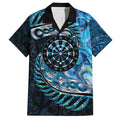New Zealand Darts Personalised Family Matching Summer Maxi Dress and Hawaiian Shirt Aotearoa Silver Fern Blue Papua Shell Spirit