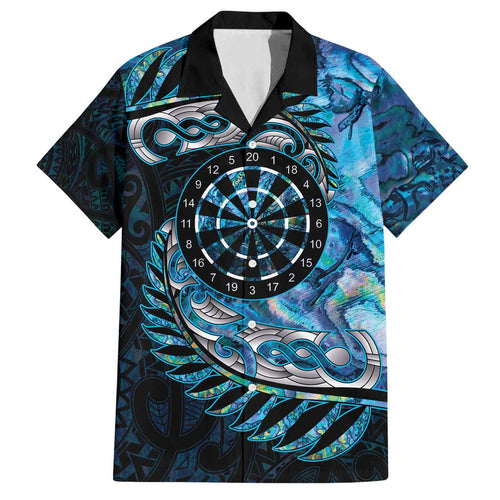 New Zealand Darts Personalised Family Matching Summer Maxi Dress and Hawaiian Shirt Aotearoa Silver Fern Blue Papua Shell Spirit