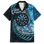 New Zealand Darts Personalised Hawaiian Shirt Aotearoa Silver Fern Blue Papua Shell Spirit