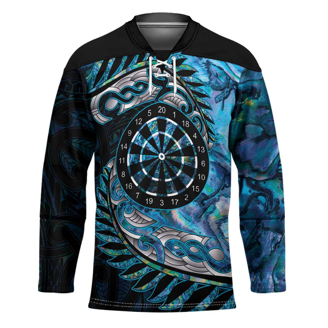 New Zealand Darts Personalised Hockey Jersey Aotearoa Silver Fern Blue Papua Shell Spirit - Aussie Hoodie