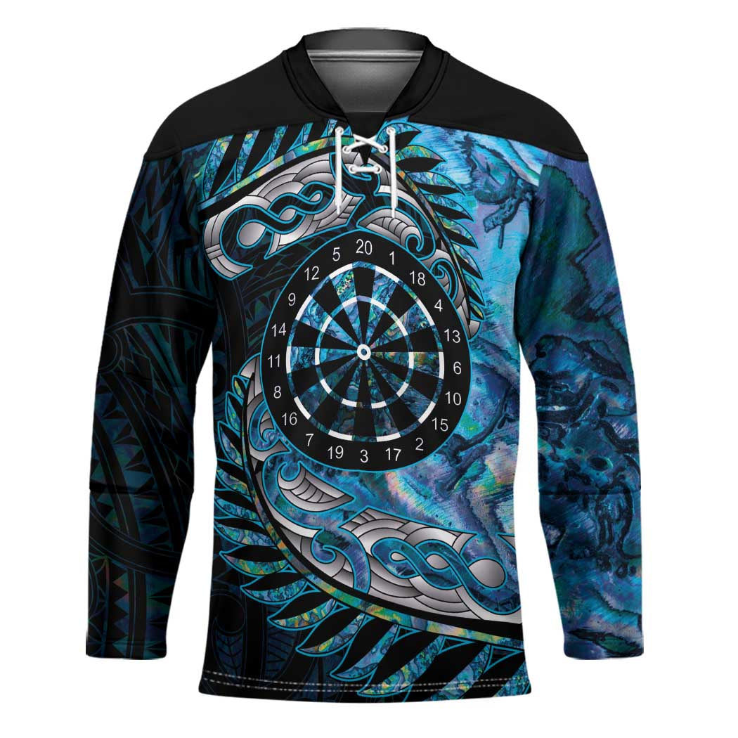 New Zealand Darts Personalised Hockey Jersey Aotearoa Silver Fern Blue Papua Shell Spirit - Aussie Hoodie