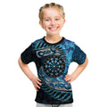 New Zealand Darts Personalised Kid T Shirt Aotearoa Silver Fern Blue Papua Shell Spirit