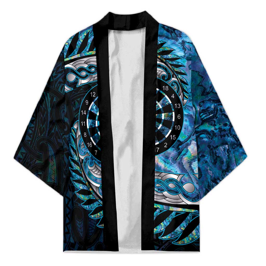 New Zealand Darts Personalised Kimono Aotearoa Silver Fern Blue Papua Shell Spirit - Aussie Hoodie