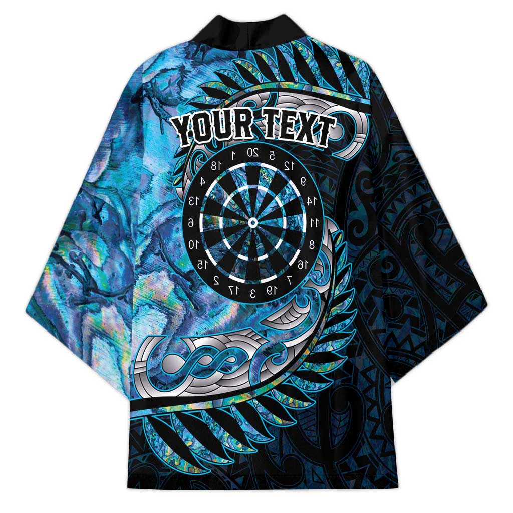 New Zealand Darts Personalised Kimono Aotearoa Silver Fern Blue Papua Shell Spirit - Aussie Hoodie