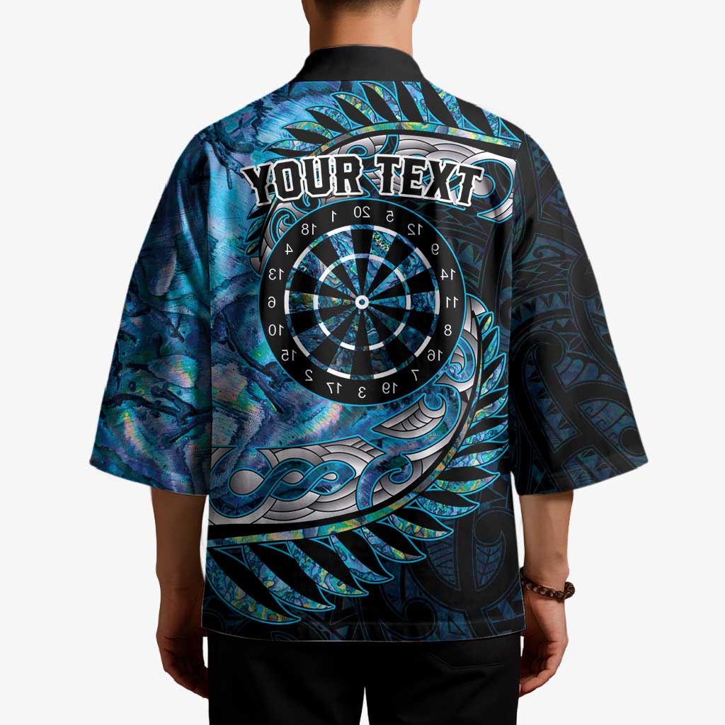 New Zealand Darts Personalised Kimono Aotearoa Silver Fern Blue Papua Shell Spirit - Aussie Hoodie