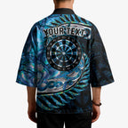 New Zealand Darts Personalised Kimono Aotearoa Silver Fern Blue Papua Shell Spirit - Aussie Hoodie