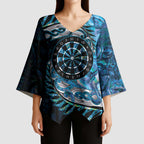New Zealand Darts Personalised Kimono Sleeve Blouse Aotearoa Silver Fern Blue Papua Shell Spirit - Aussie Hoodie