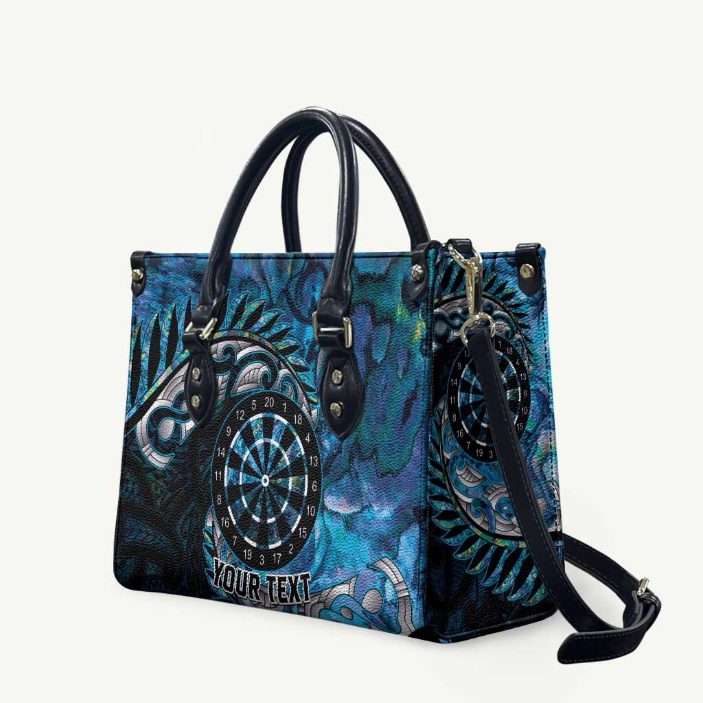 New Zealand Darts Personalised Leather Bag Aotearoa Silver Fern Blue Papua Shell Spirit - Aussie Hoodie