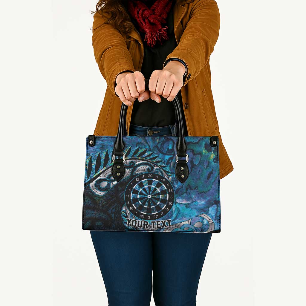 New Zealand Darts Personalised Leather Bag Aotearoa Silver Fern Blue Papua Shell Spirit - Aussie Hoodie
