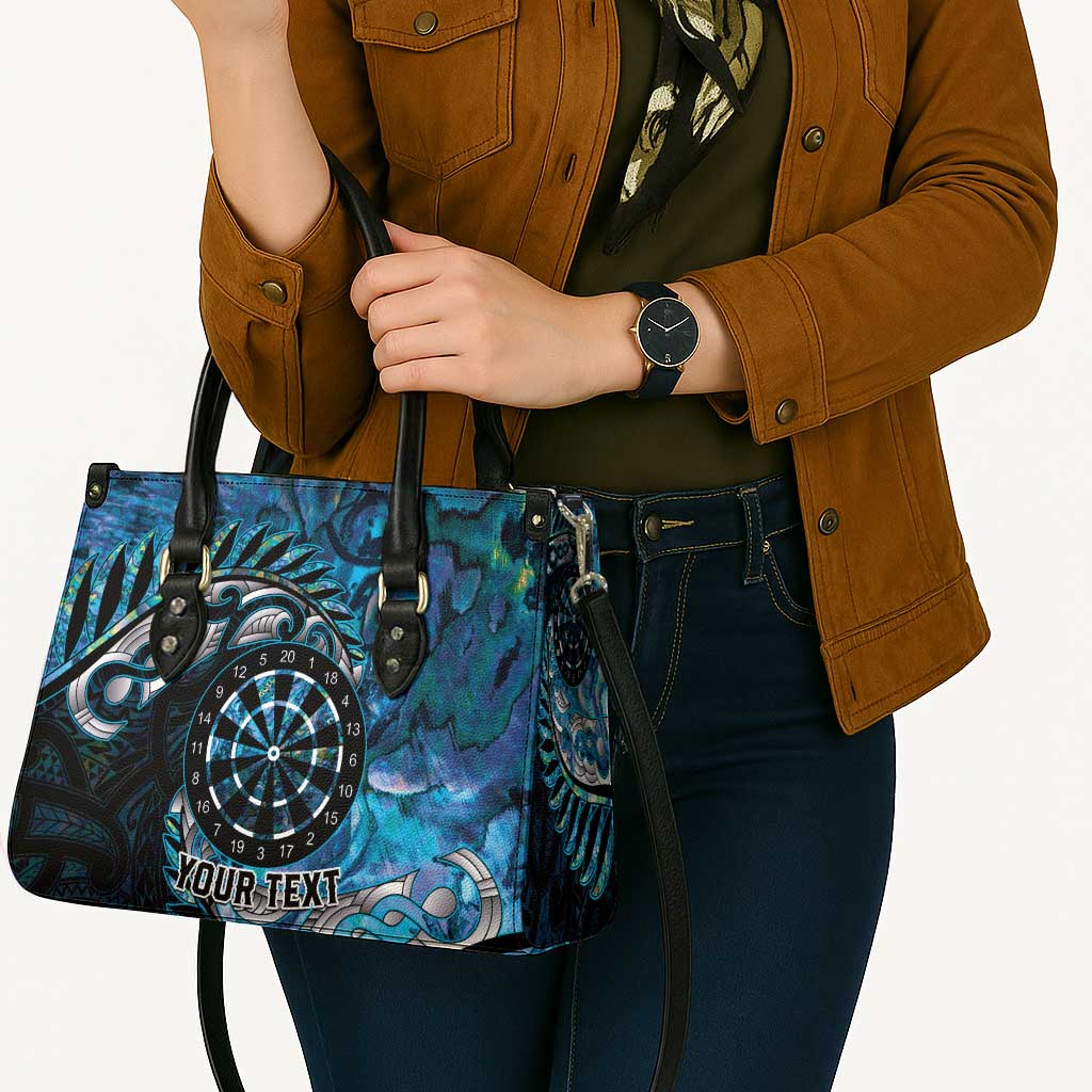 New Zealand Darts Personalised Leather Bag Aotearoa Silver Fern Blue Papua Shell Spirit - Aussie Hoodie