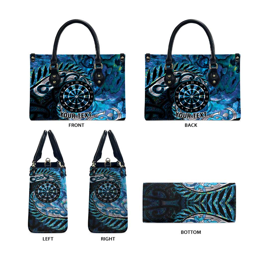 New Zealand Darts Personalised Leather Bag Aotearoa Silver Fern Blue Papua Shell Spirit - Aussie Hoodie
