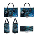 New Zealand Darts Personalised Leather Bag Aotearoa Silver Fern Blue Papua Shell Spirit - Aussie Hoodie