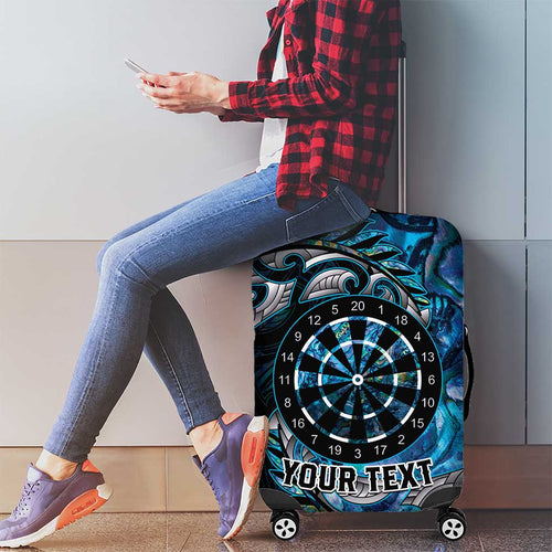 New Zealand Darts Personalised Luggage Cover Aotearoa Silver Fern Blue Papua Shell Spirit