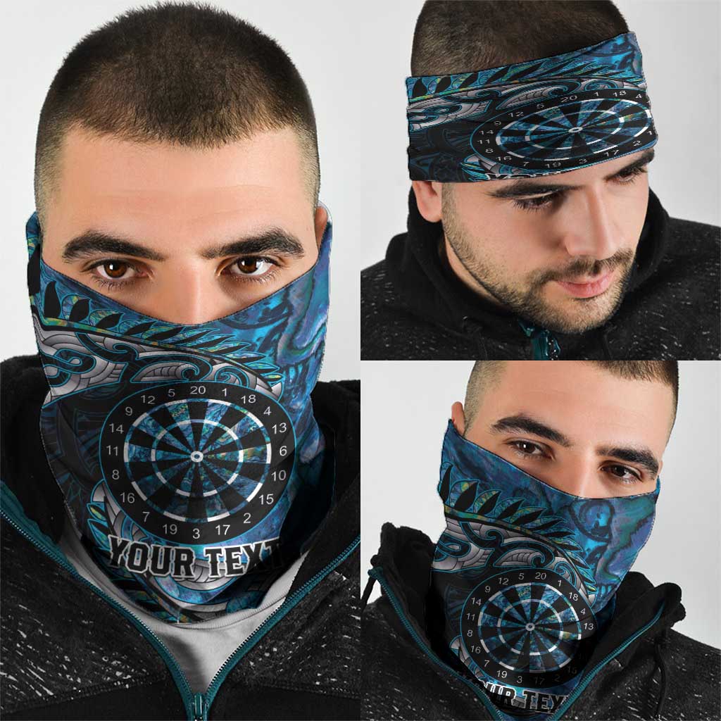 New Zealand Darts Personalised Neck Gaiter Aotearoa Silver Fern Blue Papua Shell Spirit - Aussie Hoodie