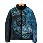 New Zealand Darts Personalised Padded Jacket Aotearoa Silver Fern Blue Papua Shell Spirit - Aussie Hoodie