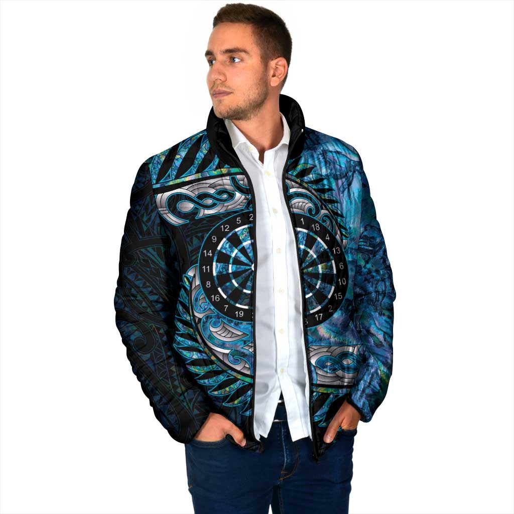 New Zealand Darts Personalised Padded Jacket Aotearoa Silver Fern Blue Papua Shell Spirit - Aussie Hoodie
