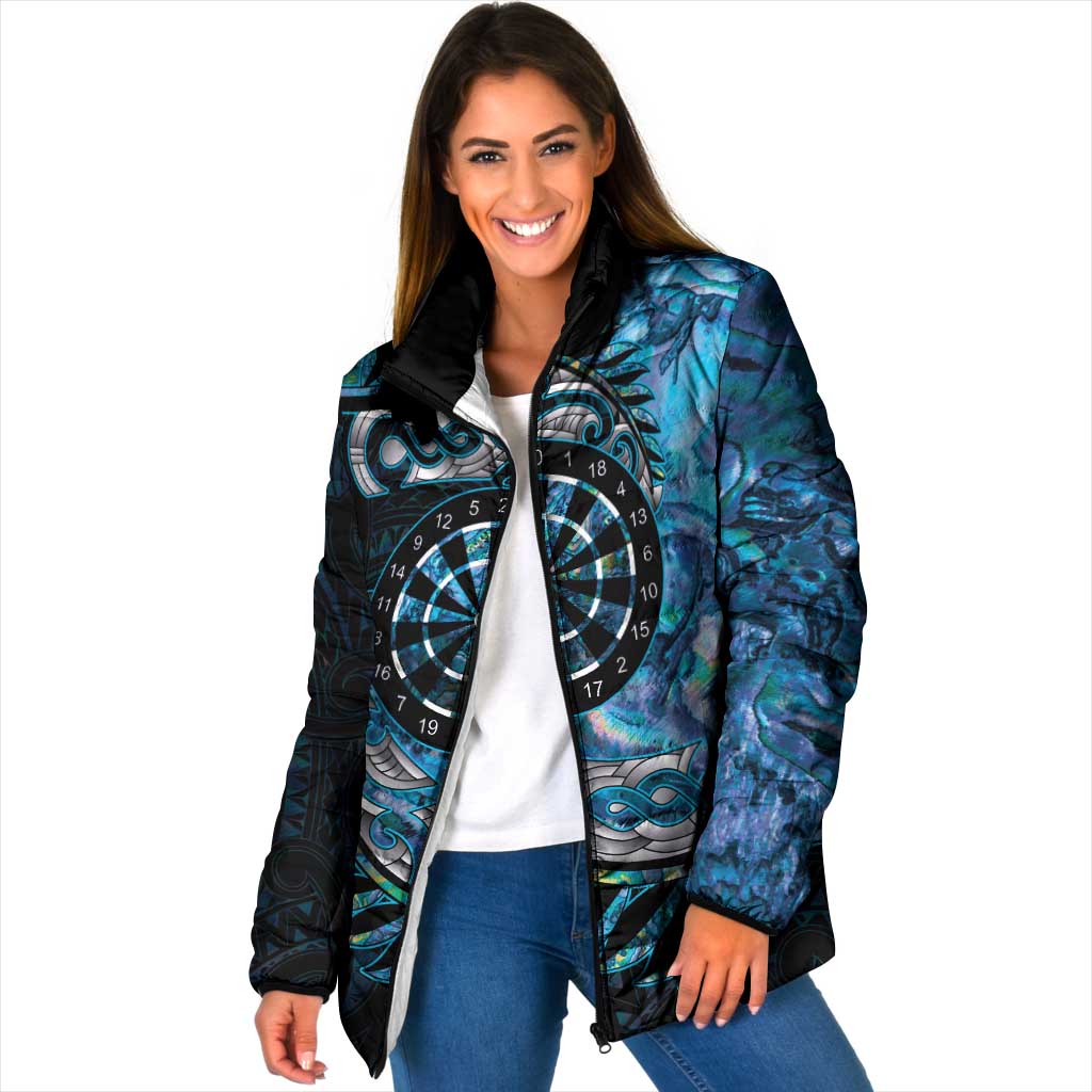 New Zealand Darts Personalised Padded Jacket Aotearoa Silver Fern Blue Papua Shell Spirit - Aussie Hoodie