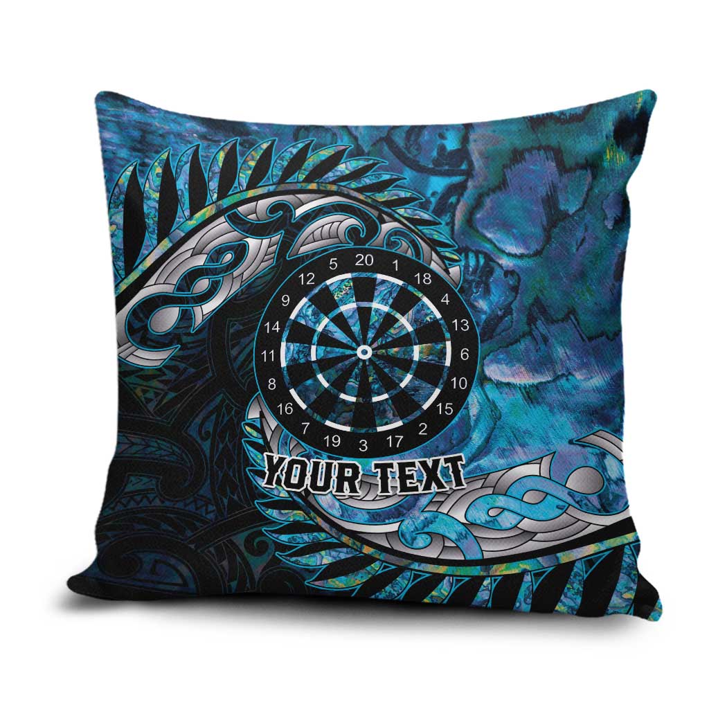 New Zealand Darts Personalised Pillow Cover Aotearoa Silver Fern Blue Papua Shell Spirit - Aussie Hoodie