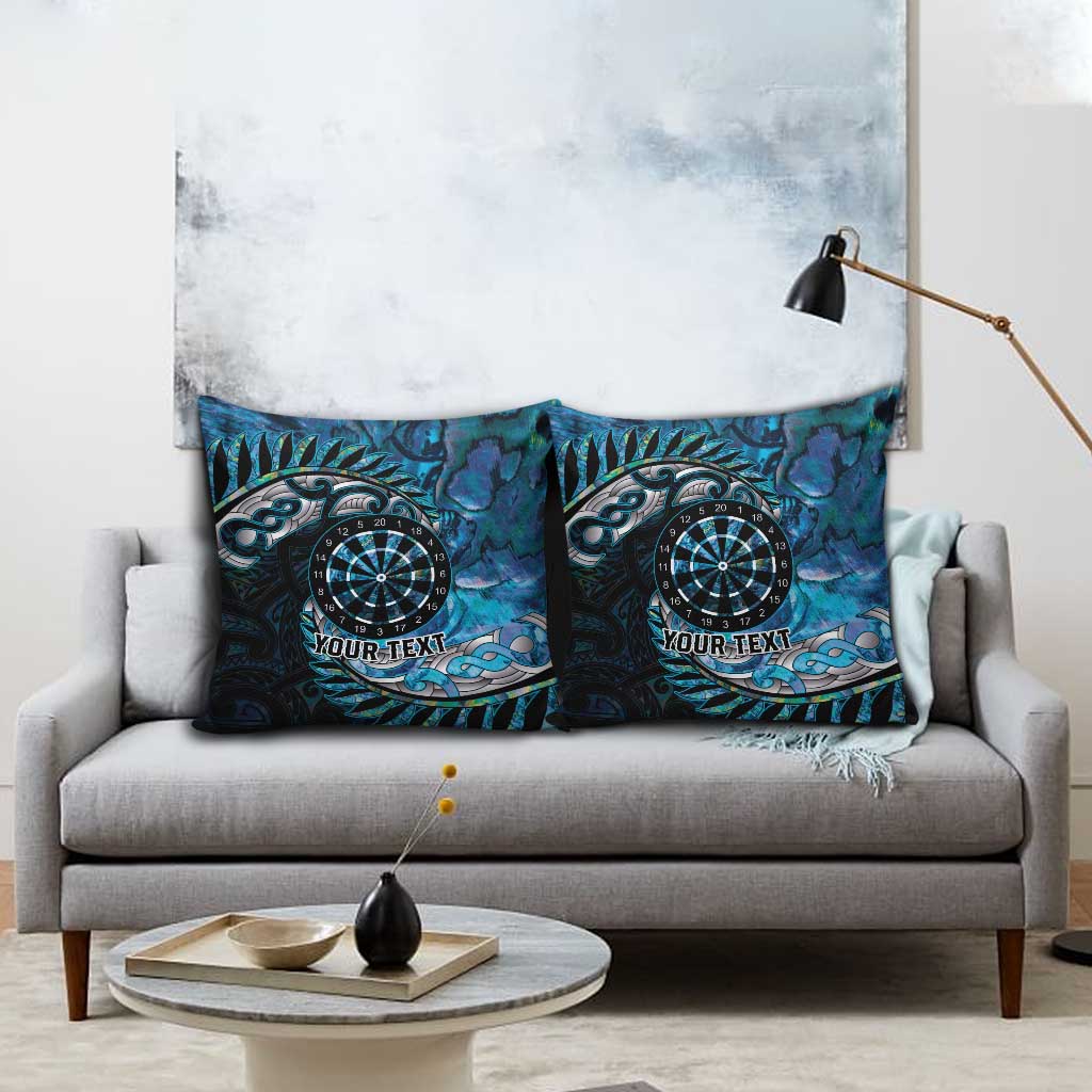 New Zealand Darts Personalised Pillow Cover Aotearoa Silver Fern Blue Papua Shell Spirit - Aussie Hoodie
