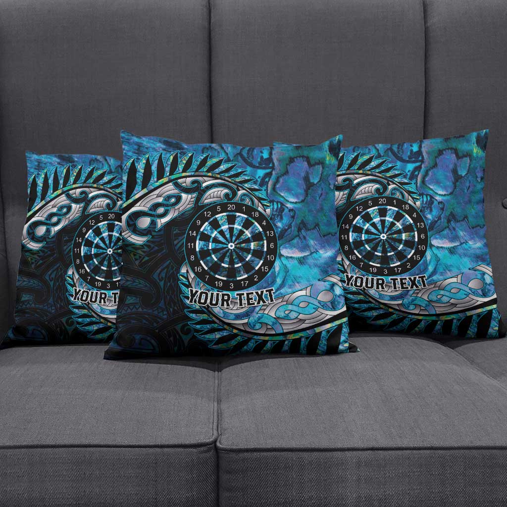 New Zealand Darts Personalised Pillow Cover Aotearoa Silver Fern Blue Papua Shell Spirit - Aussie Hoodie