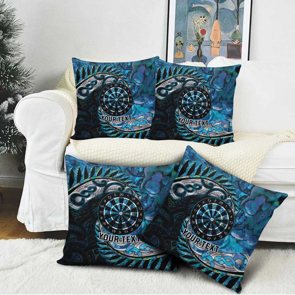 New Zealand Darts Personalised Pillow Cover Aotearoa Silver Fern Blue Papua Shell Spirit - Aussie Hoodie