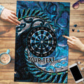 New Zealand Darts Personalised Puzzle Aotearoa Silver Fern Blue Papua Shell Spirit - Aussie Hoodie
