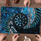 New Zealand Darts Personalised Puzzle Aotearoa Silver Fern Blue Papua Shell Spirit - Aussie Hoodie