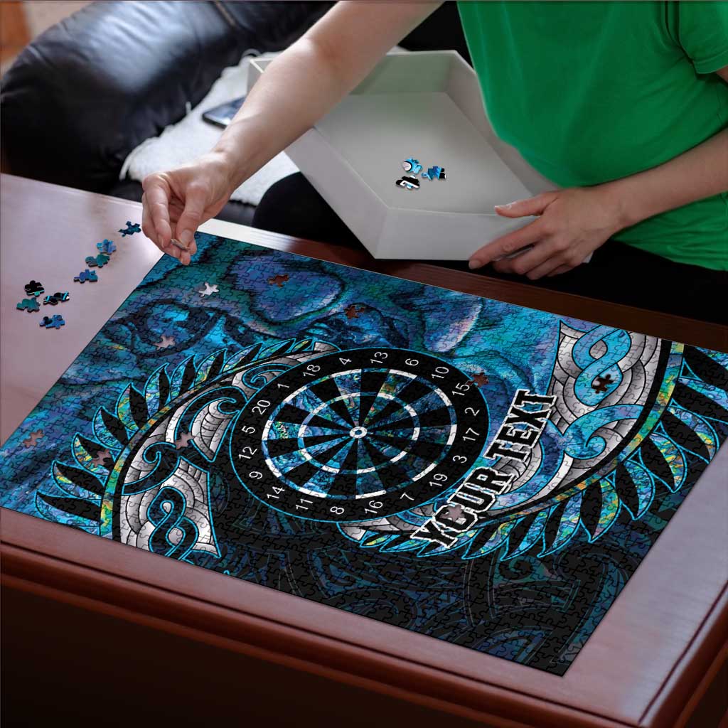 New Zealand Darts Personalised Puzzle Aotearoa Silver Fern Blue Papua Shell Spirit - Aussie Hoodie