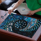 New Zealand Darts Personalised Puzzle Aotearoa Silver Fern Blue Papua Shell Spirit - Aussie Hoodie