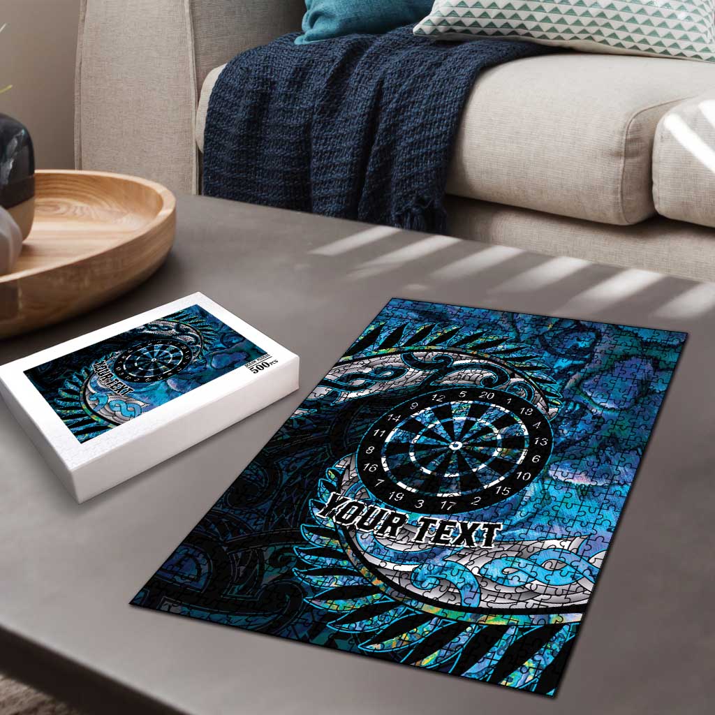New Zealand Darts Personalised Puzzle Aotearoa Silver Fern Blue Papua Shell Spirit - Aussie Hoodie