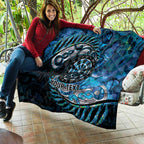 New Zealand Darts Personalised Quilt Aotearoa Silver Fern Blue Papua Shell Spirit