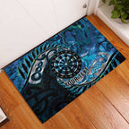 New Zealand Darts Personalised Rubber Doormat Aotearoa Silver Fern Blue Papua Shell Spirit