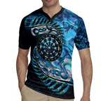 New Zealand Darts Personalised Rugby Jersey Aotearoa Silver Fern Blue Papua Shell Spirit