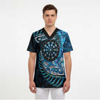 New Zealand Darts Personalised Scrub Top Aotearoa Silver Fern Blue Papua Shell Spirit - Aussie Hoodie