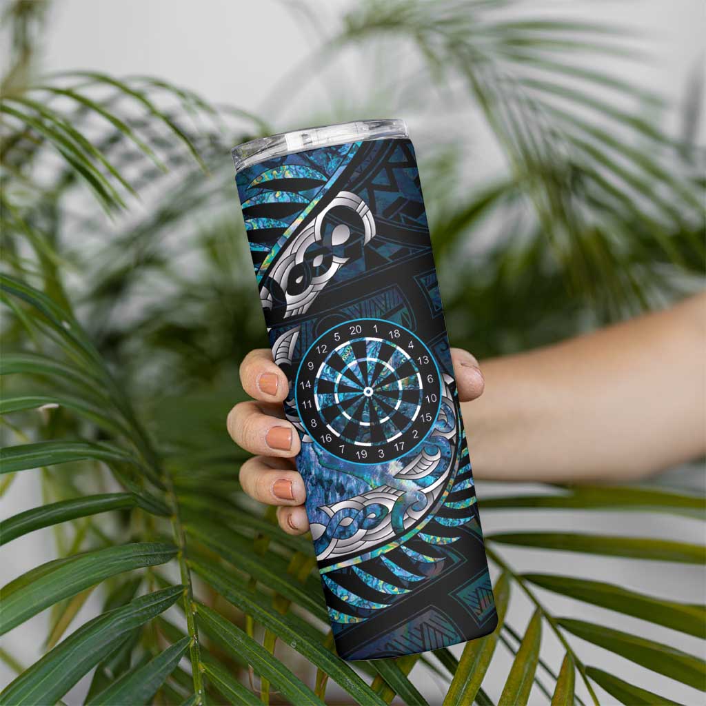 New Zealand Darts Personalised Skinny Tumbler Aotearoa Silver Fern Blue Papua Shell Spirit