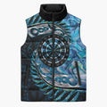 New Zealand Darts Personalised Sleeveless Puffer Jacket Aotearoa Silver Fern Blue Papua Shell Spirit - Aussie Hoodie