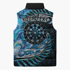 New Zealand Darts Personalised Sleeveless Puffer Jacket Aotearoa Silver Fern Blue Papua Shell Spirit - Aussie Hoodie