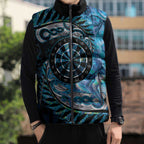 New Zealand Darts Personalised Sleeveless Puffer Jacket Aotearoa Silver Fern Blue Papua Shell Spirit - Aussie Hoodie