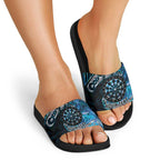 New Zealand Darts Personalised Slide Sandals Aotearoa Silver Fern Blue Papua Shell Spirit - Aussie Hoodie