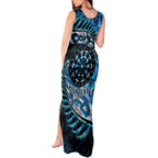 New Zealand Darts Personalised Tank Maxi Dress Aotearoa Silver Fern Blue Papua Shell Spirit