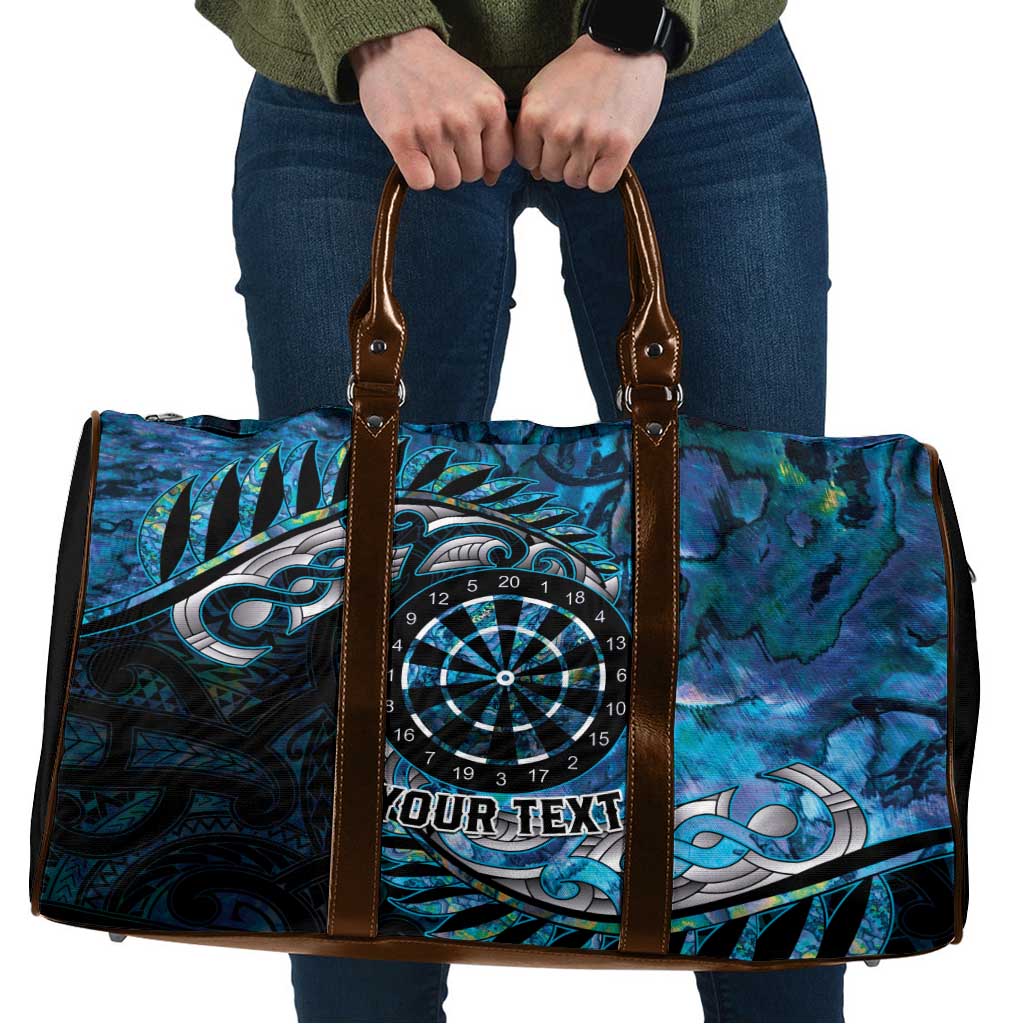 New Zealand Darts Personalised Travel Bag Aotearoa Silver Fern Blue Papua Shell Spirit - Aussie Hoodie