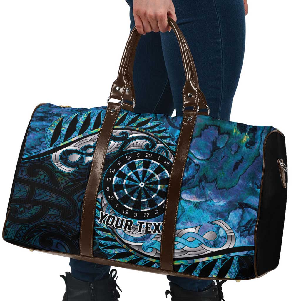 New Zealand Darts Personalised Travel Bag Aotearoa Silver Fern Blue Papua Shell Spirit - Aussie Hoodie