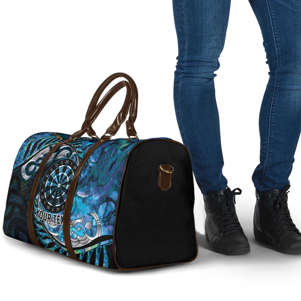 New Zealand Darts Personalised Travel Bag Aotearoa Silver Fern Blue Papua Shell Spirit - Aussie Hoodie