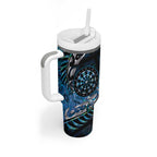 New Zealand Darts Personalised Tumbler With Handle Aotearoa Silver Fern Blue Papua Shell Spirit