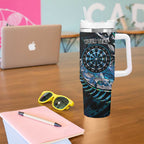 New Zealand Darts Personalised Tumbler With Handle Aotearoa Silver Fern Blue Papua Shell Spirit