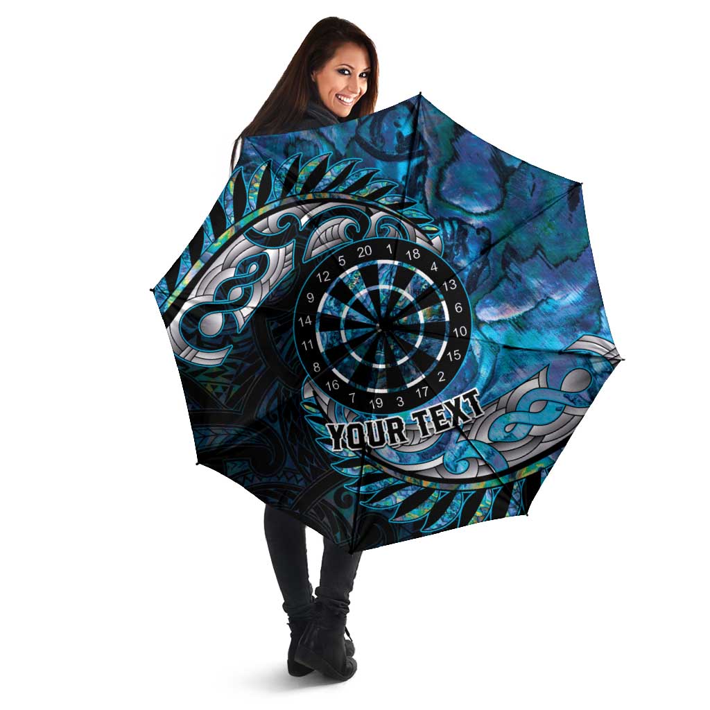 New Zealand Darts Personalised Umbrella Aotearoa Silver Fern Blue Papua Shell Spirit - Aussie Hoodie