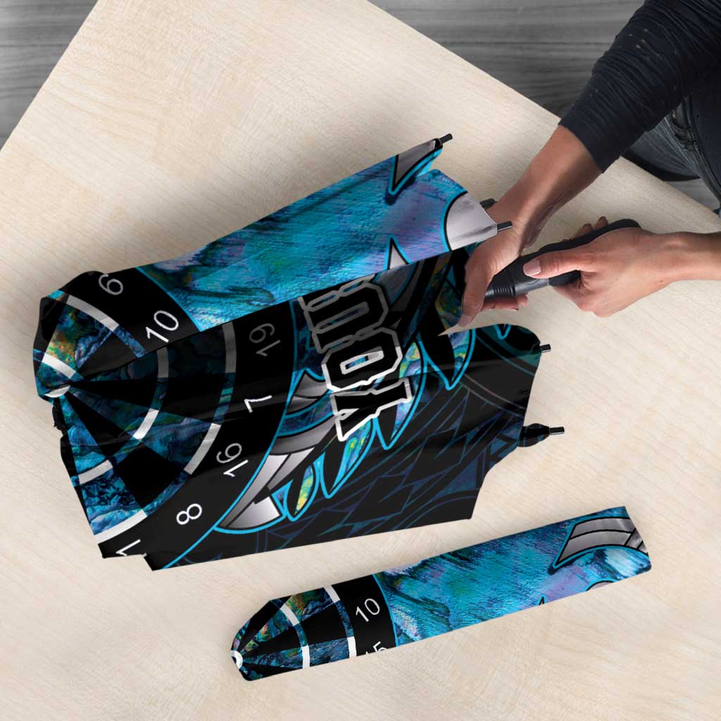 New Zealand Darts Personalised Umbrella Aotearoa Silver Fern Blue Papua Shell Spirit - Aussie Hoodie
